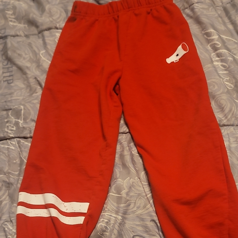 Okie Dokie Red Kids Sweatpants with White Stripes